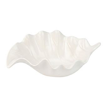 Abstract Leaf Decorative Bowl Tall Sculptural Ceramic Centerpiece for Shelf Decor Modern Bud Vase