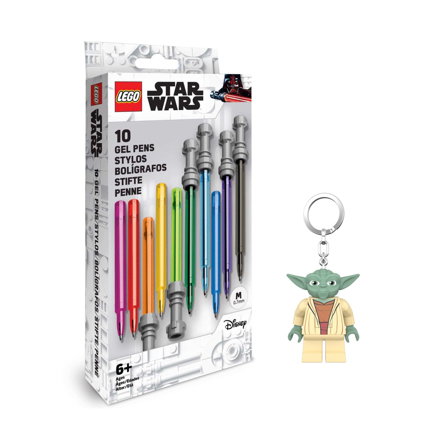 Детские фигурки LEGO Star Wars 10-Pack Lightsaber Gel Pens & Yoda Keychain Light Set — фото 1