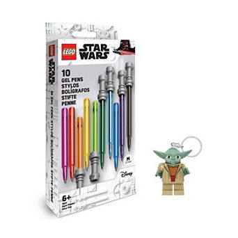 LEGO Star Wars 10-Pack Lightsaber Gel Pens & Yoda Keychain Light Set