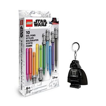 LEGO Star Wars 10-Pack Lightsaber Gel Pens & Darth Vader Keychain Light Set