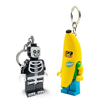 LEGO Banana Suit & Skeleton Guy 2 pc Keychain Light Bundle