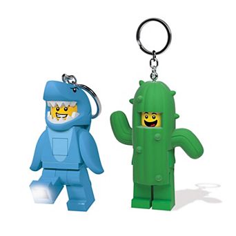 LEGO Shark Suit Guy & Cactus Boy 2 pc Keychain Light Bundle