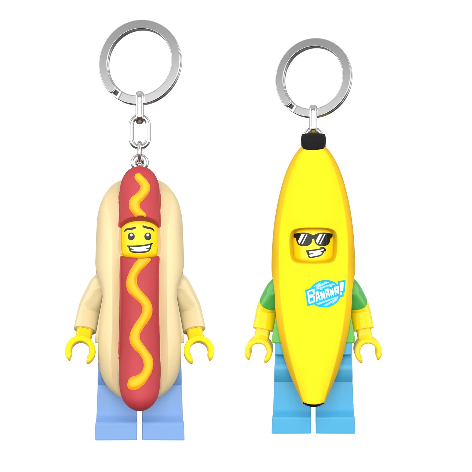 Детские фигурки LEGO Banana Suit & Hot Dog 2 pc Keychain Light Bundle — фото 1