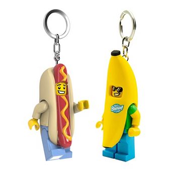 LEGO Banana Suit & Hot Dog 2 pc Keychain Light Bundle