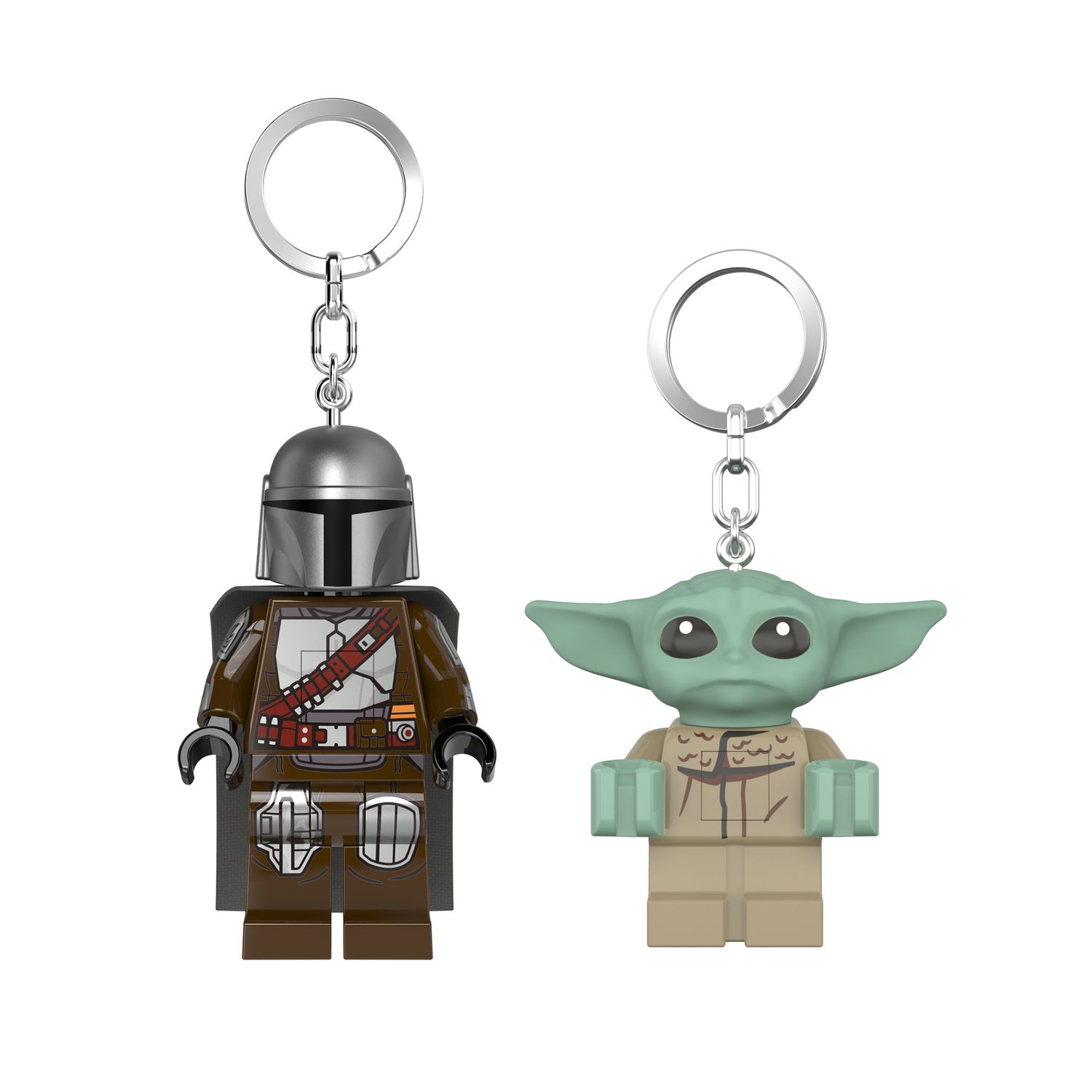 Детские фигурки LEGO Star Wars The Mandalorian & Grogu 2 pc Keychain Light Bundle — фото 1