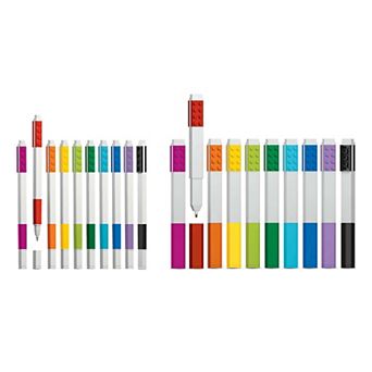 LEGO 10-Pack Gel Pens & 10-Pack Markers Bundle