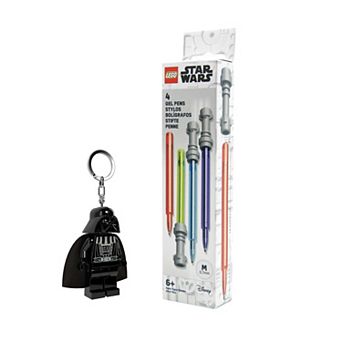 LEGO Star Wars 4-Pack Lightsaber Gel Pens & Darth Vader Keychain Light Set