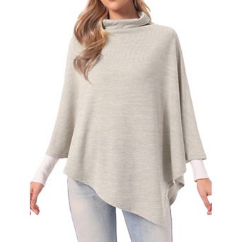 Knit Shawl for Women's Mock Neck Dolman Sleeves Casual Cape Shawl Wraps