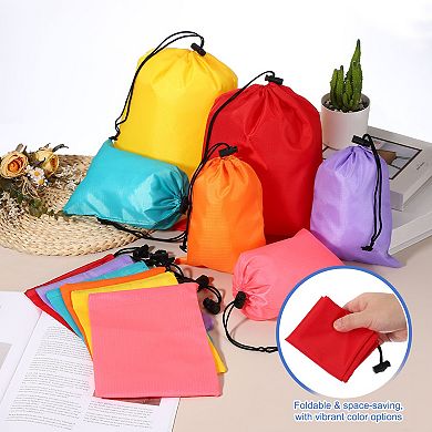 Drawstring Bag with Toggle, Stuff Sack String Waterproof Travel Storage Bags Cinch Stuff Pouch 6 Pcs