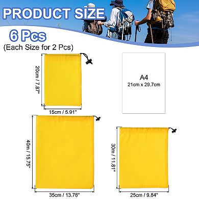 Drawstring Bag with Toggle, Stuff Sack String Waterproof Travel Storage Bags Cinch Stuff Pouch 6 Pcs