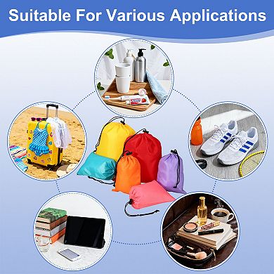 Drawstring Bag with Toggle, Stuff Sack String Waterproof Travel Storage Bags Cinch Stuff Pouch 6 Pcs
