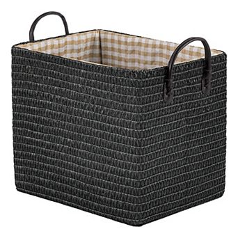 1 pc Woven Storage Basket, Shelf Closet Storage Bin for Clothes, Organizer Bin with Handles