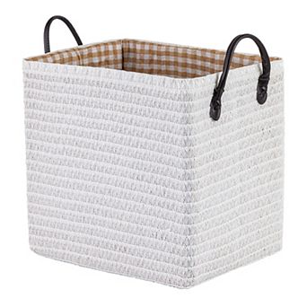 1 pc Woven Storage Basket, Shelf Closet Storage Bin for Clothes, Organizer Bin with Handles