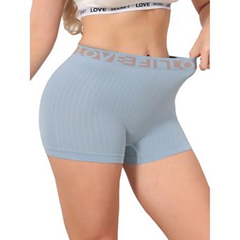 Women's High Waisted Boyshorts Seamless Ribbed Letter Waistband Tummy Control Stretchy Panties