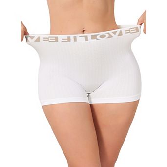 Women's High Waisted Boyshorts Seamless Ribbed Letter Waistband Tummy Control Stretchy Panties