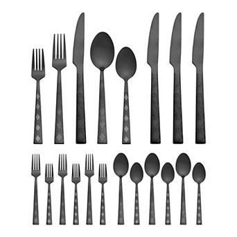 20 pc Silverware Set Stainless Steel Printed Flatware Set for 4 Vintage Set
