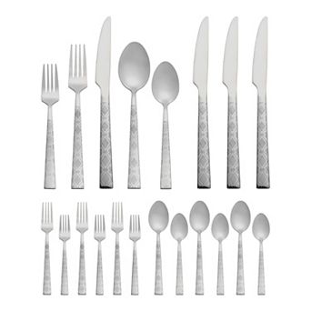 20 pc Silverware Set Stainless Steel Printed Flatware Set for 4 Vintage Set
