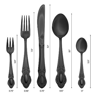 20 Piece Silverware Set Stainless Steel Floral Flatware Set for 4 Modern Cutlery Set