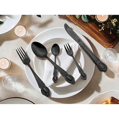 20 Piece Silverware Set Stainless Steel Floral Flatware Set for 4 Modern Cutlery Set