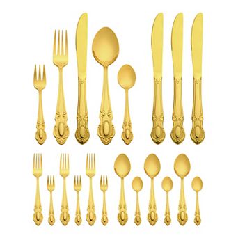 20 pc Silverware Set Stainless Steel Floral Flatware Set for 4 Modern Cutlery Set