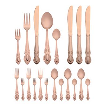 20 pc Silverware Set Stainless Steel Floral Flatware Set for 4 Modern Cutlery Set