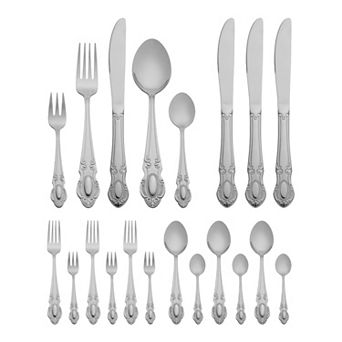 20 pc Silverware Set Stainless Steel Floral Flatware Set for 4 Modern Cutlery Set