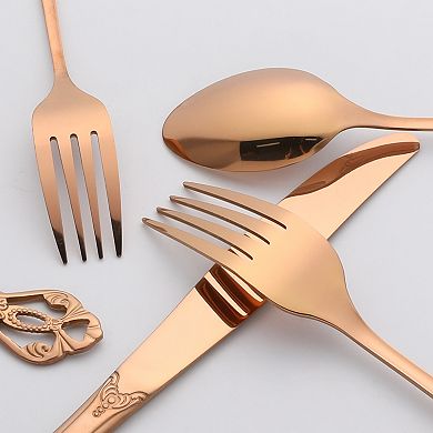 30 Piece Silverware Set Stainless Steel Flatware Set with Openwork Pattern Mirror Polished Utensils
