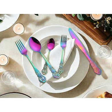 30 Piece Silverware Set Stainless Steel Flatware Set with Openwork Pattern Mirror Polished Utensils