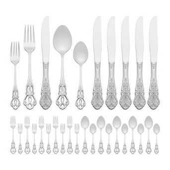 30 pc Silverware Set Stainless Steel Flatware Set with Openwork Pattern Mirror Polished Utensils