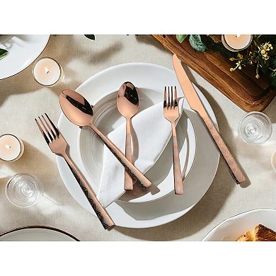 30 Piece Silverware Set Stainless Steel Floral Print Flatware Set for 6 Modern Cutlery Set