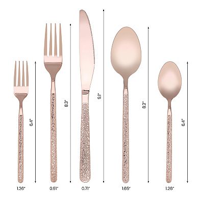 20 Pcs Silverware Set Stainless Steel Flatware with Texture Mirror Polished Cutlery Set