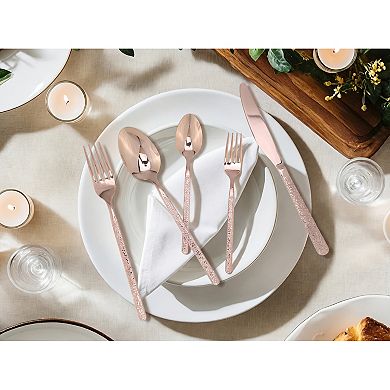 20 Pcs Silverware Set Stainless Steel Flatware with Texture Mirror Polished Cutlery Set