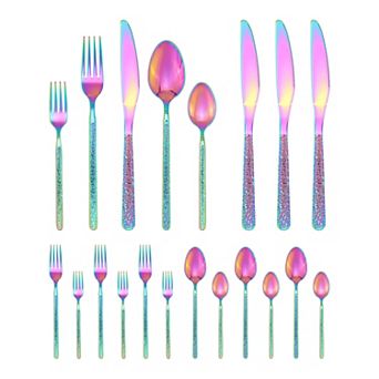 20 pc Silverware Set Stainless Steel Flatware with Texture Mirror Polished Cutlery Set