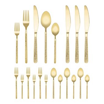 20 pc Silverware Set Stainless Steel Flatware with Texture Mirror Polished Cutlery Set