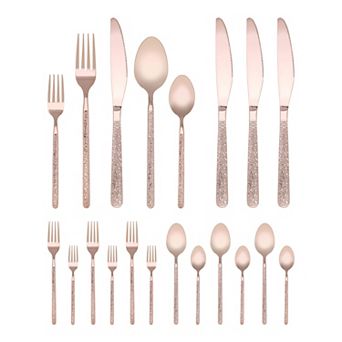 20 pc Silverware Set Stainless Steel Flatware with Texture Mirror Polished Cutlery Set