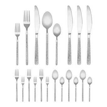 20 pc Silverware Set Stainless Steel Flatware with Texture Mirror Polished Cutlery Set