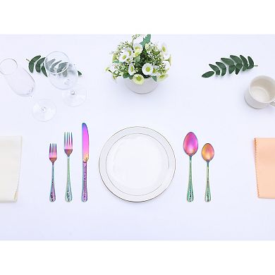 20-Piece Floral Stainless Steel Flatware Set for 4 Modern Cutlery Set for Dinner and Kitchen