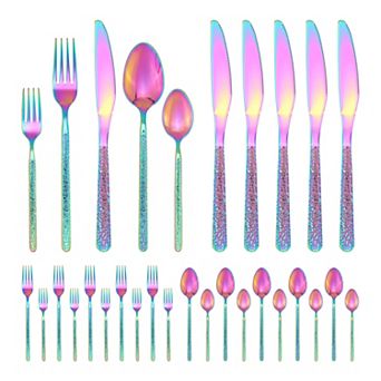 30 pc Silverware Set Stainless Steel Flatware with Knife Spoon and Fork Set Mirror Polished Set