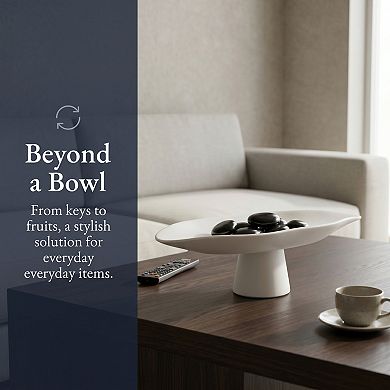 Footed Decorative Pedestal Bowl Oblong Boat Shaped Fruit Basket for Kitchen Countertop