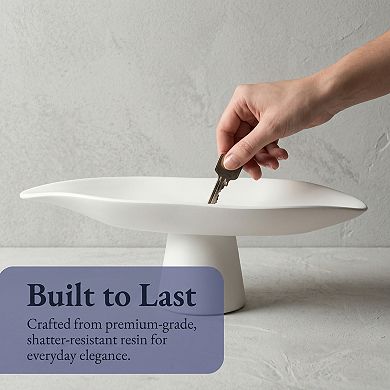 Footed Decorative Pedestal Bowl Oblong Boat Shaped Fruit Basket for Kitchen Countertop