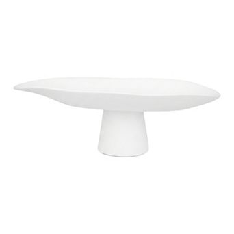 Footed Decorative Pedestal Bowl Oblong Boat Shaped Fruit Basket for Kitchen Countertop