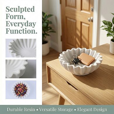Scalloped Decorative Bowl Modern Fluted Fruit Basket for Kitchen Wavy Bowl for Table Decor