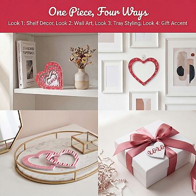Wooden Heart Table Decor Removable Stackable Heart Sign for Tiered Tray Displays