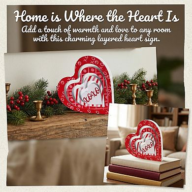 Wooden Heart Table Decor Removable Stackable Heart Sign for Tiered Tray Displays