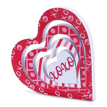 Wooden Heart Table Decor Removable Stackable Heart Sign for Tiered Tray Displays
