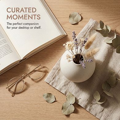 Tiny Ceramic Bud Vase Small Flower Vase with Narrow Opening Matte Mini Round Vase 3"Lx3"Wx3.3"H