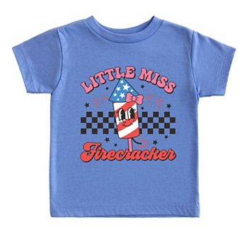 Little Miss Firecracker Checkered - Toddler Short Sleeve Graphic T-Shirt
