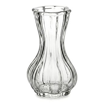 Glass Bud Vases Vintage Small Flower Vases in Bulk Thickened Embossed Glass Bottle 2.6"Lx2.6"Wx3.9"H