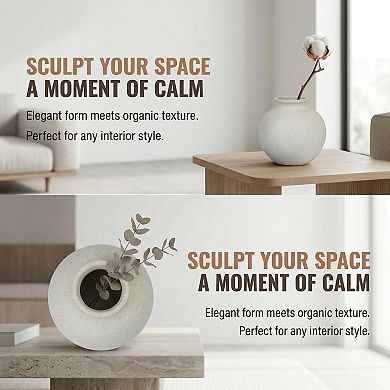 Small Ceramic Bud Vase Modern Matte Mini Flower Vase Minimalist Ribbed Vase 2.6"Lx2.6"Wx2.6"H