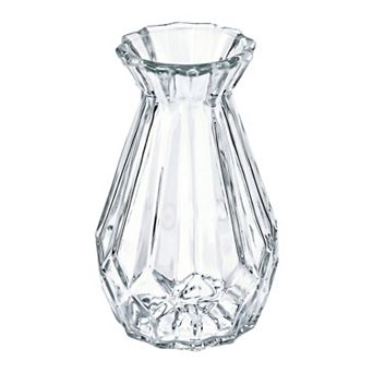 Glass Bud Vases Vintage Small Flower Vases in Bulk Thickened Embossed Glass Bottle 2.6"Lx2.6"Wx4.3"H
